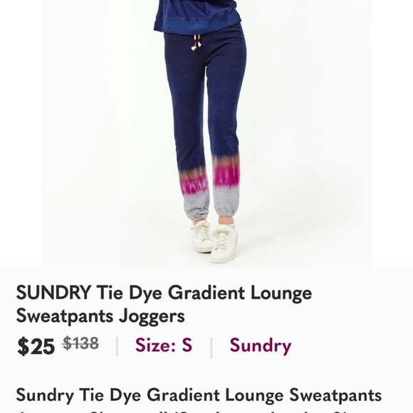 𝅺SUNDRY Tie Dye Gradient Lounge Sweatpants Joggers - Picture 2 of 3